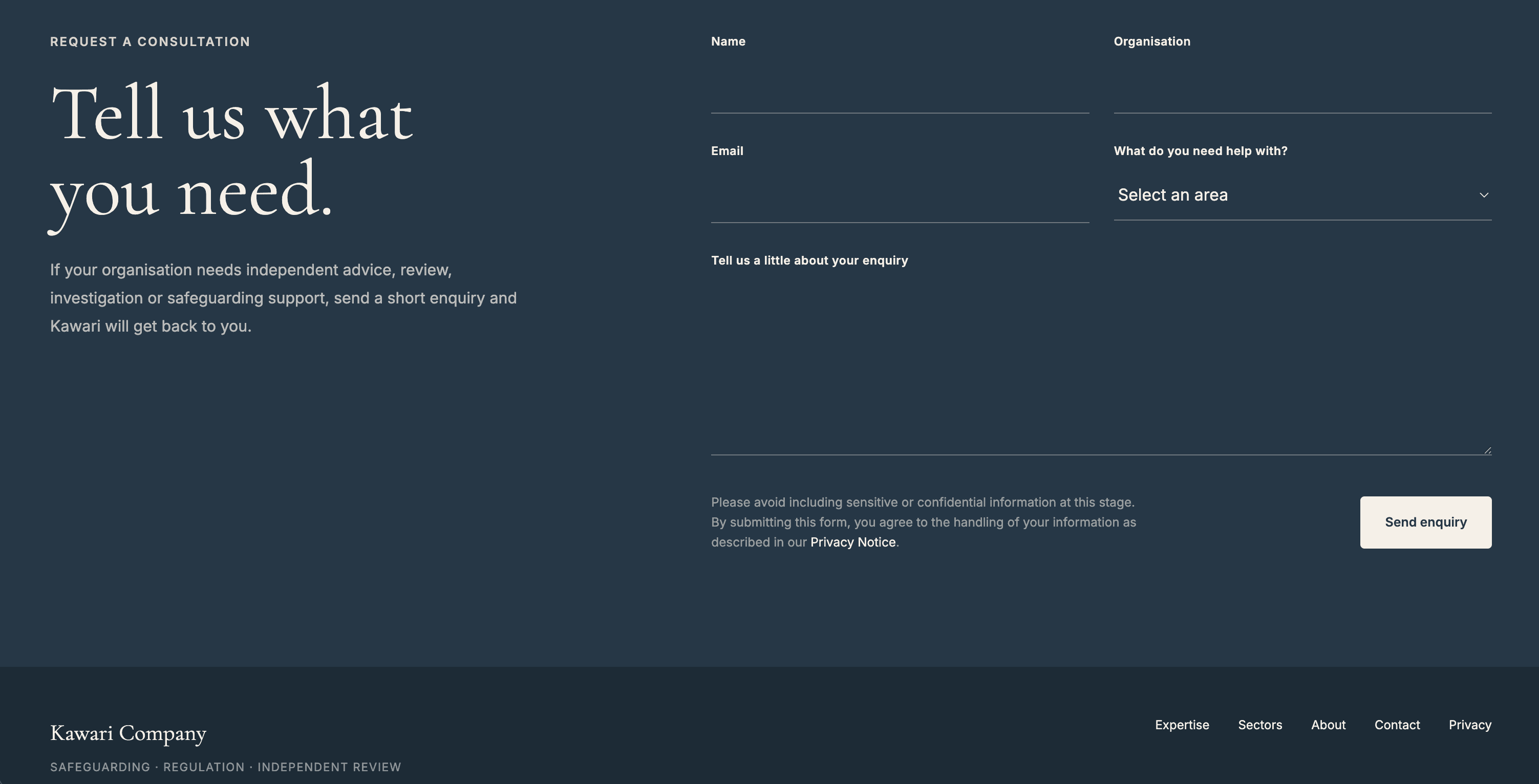 Kawari Company client enquiry and contact experience