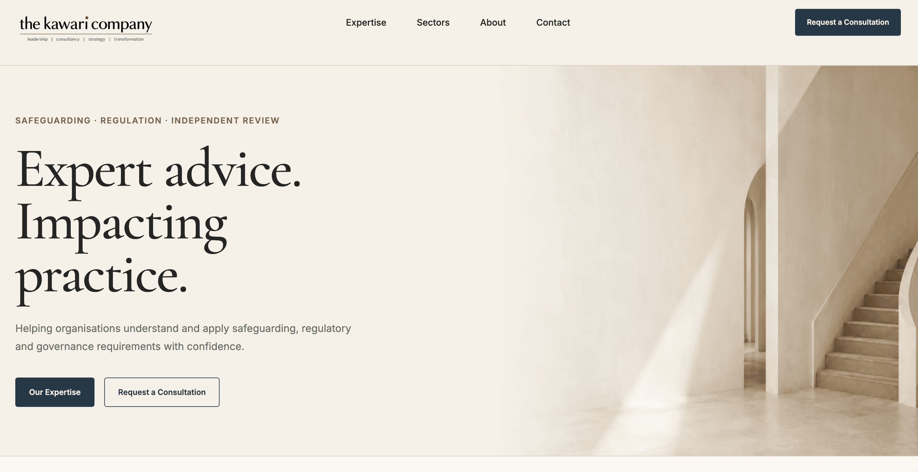 Kawari Company live consultancy website homepage